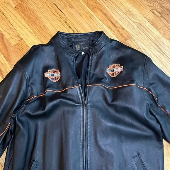 Harley-Davidson Black Jacket with Orange Details xl - Picture 2 of 10